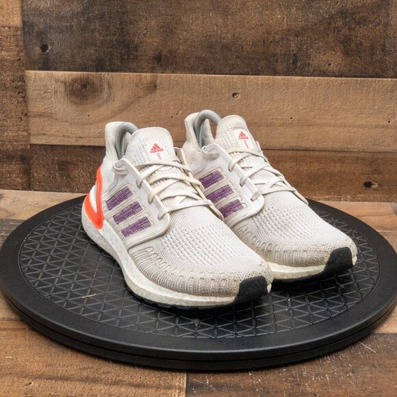 ADIDAS ULTRABOOOST 20 PRIMEKNIT WOMENS ATHLETIC SHOES WHITE PURPLE PINK SIZE 8 - Picture 3 of 9